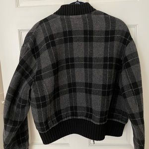 Vince Super Soft Wool Blend Plaid Bomber Jacket